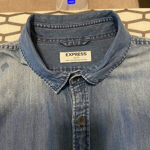 Express Men's Denim Shirt - Light to Medium Wash, Size XL (Neck 37/16)